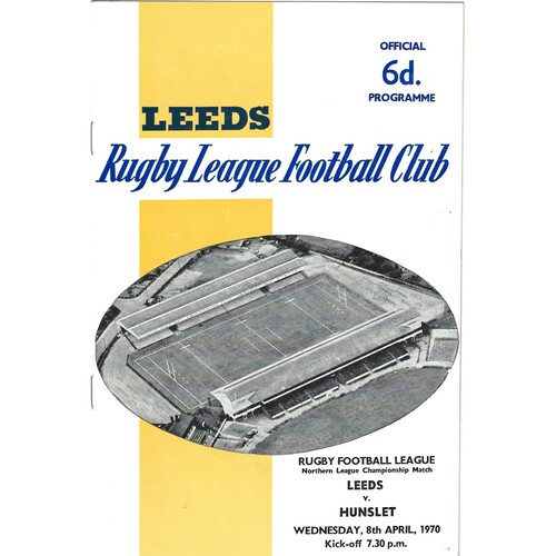 1969/70 Leeds v Hunslet (08/04/1970) Rugby League Programme