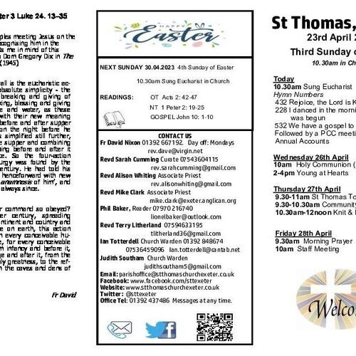 Pew Sheet | The Parish of St Thomas, Exeter