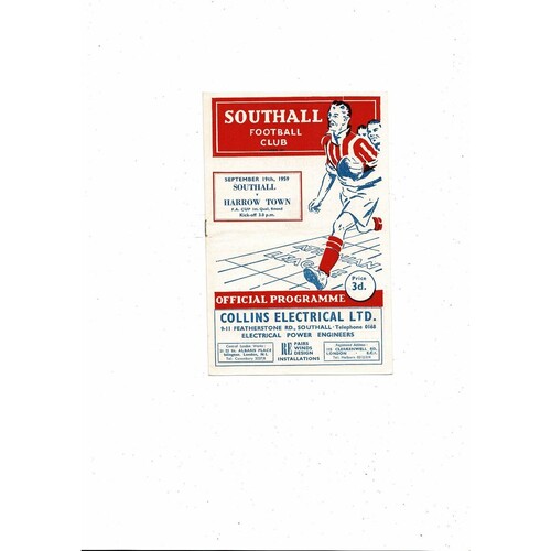 Southall v Harrow FA Cup Football Programme 1959/60