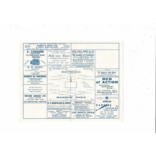 Southall v Harrow FA Cup Football Programme 1959/60