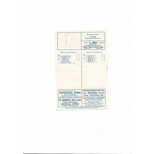 Southall v Harrow FA Cup Football Programme 1959/60