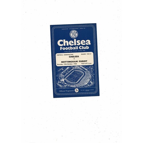 Chelsea v Nottingham Forest Football Combination Programme 1960/61