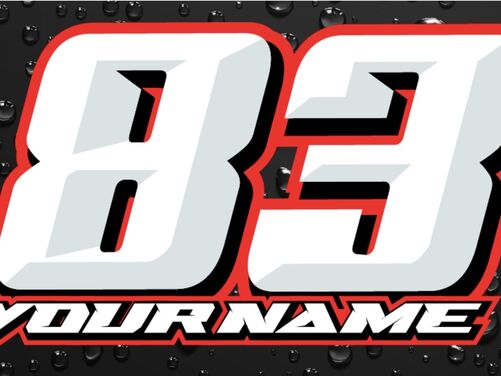 3 X Custom Race Numbers and Name Vinyl Stickers