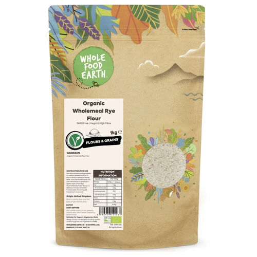 Wholemeal Rye Flour - Organic by Wholefood Earth 1kg