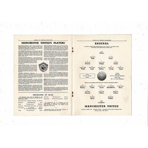 1953/54 Arsenal v Manchester United Football Programme