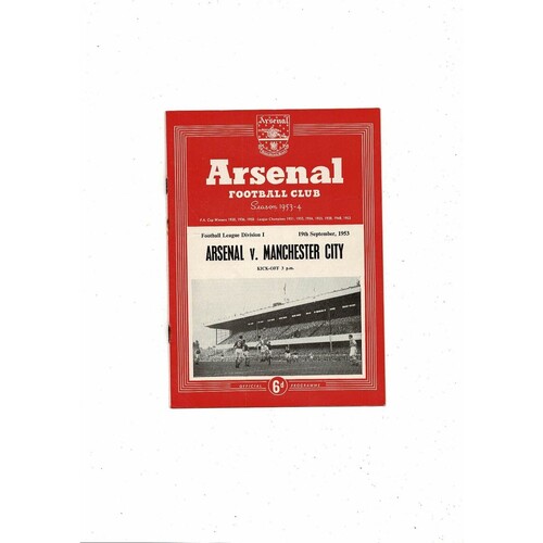 1953/54 Arsenal v Manchester City Football Programme
