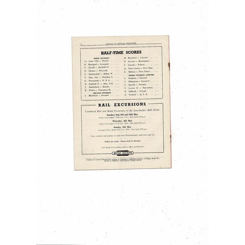 1953/54 Arsenal v Middlesbrough Football Programme