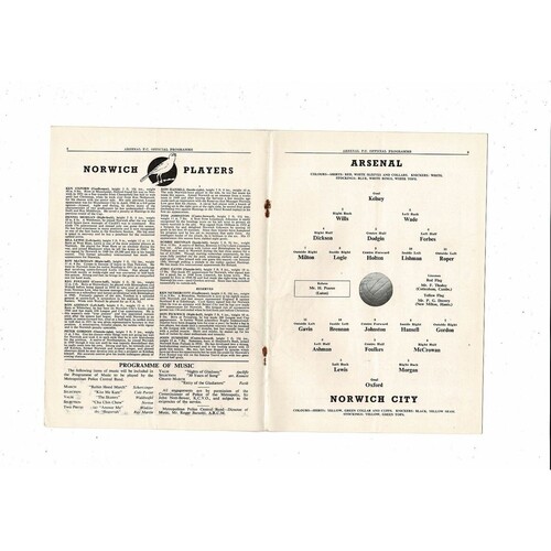 1953/54 Arsenal v Norwich City FA Cup Football Programme