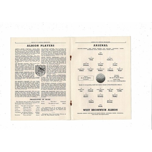 1953/54 Arsenal v West Bromwich Albion Football Programme