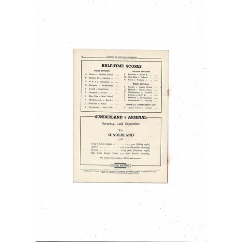 1953/54 Arsenal v Wolves Football Programme