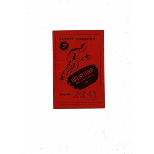 1949/50 Brentford v Sheffield Wednesday Football Programme
