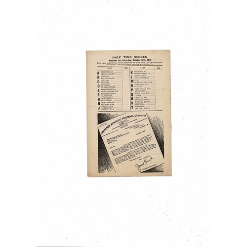 1948/49 Charlton Athletic v Sunderland Football Programme