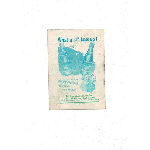 League of Ireland v Football League Friendly Football Programme 1954/55