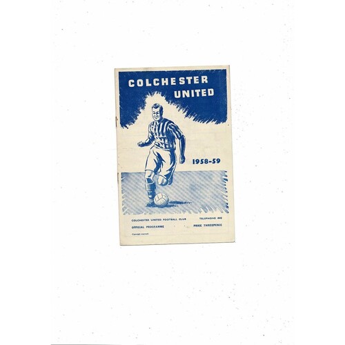1958/59 Colchester United v Brentford Football Programme