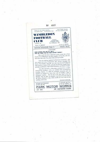 More Football Programmes listed today