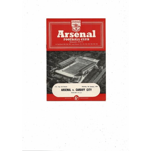 1954/55 Arsenal v Cardiff City FA Cup Football Programme