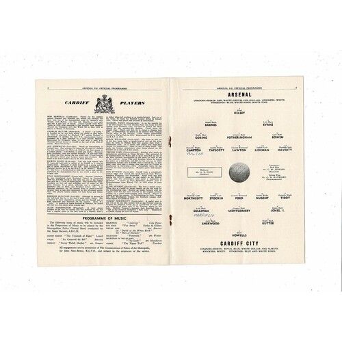 1954/55 Arsenal v Cardiff City FA Cup Football Programme
