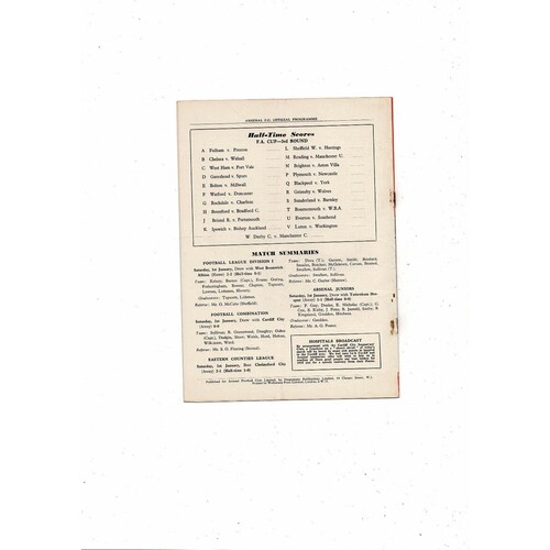 1954/55 Arsenal v Cardiff City FA Cup Football Programme