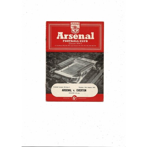 1954/55 Arsenal v Everton Football Programme