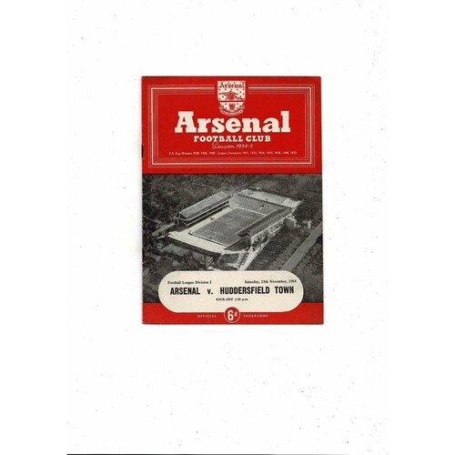 1954/55 Arsenal v Huddersfield Town Football Programme