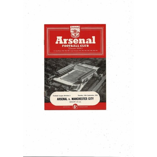 1954/55 Arsenal v Manchester City Football Programme