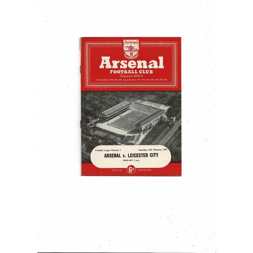 1954/55 Arsenal v Leicester City Football Programme