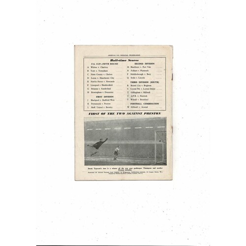 1954/55 Arsenal v Leicester City Football Programme