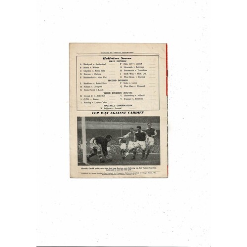 1954/55 Arsenal v Preston Football Programme