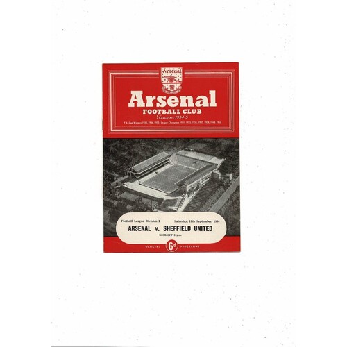 1954/55 Arsenal v Sheffield United Football Programme