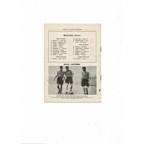 1954/55 Arsenal v Sheffield United Football Programme