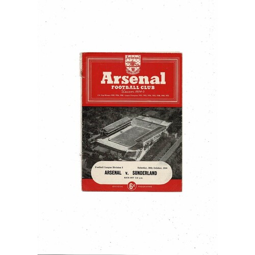 1954/55 Arsenal v Sunderland Football Programme