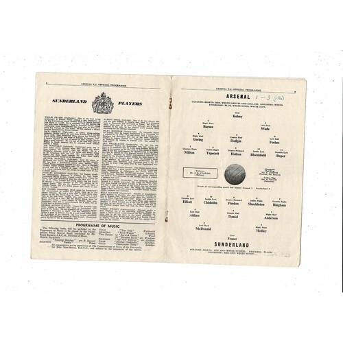 1954/55 Arsenal v Sunderland Football Programme