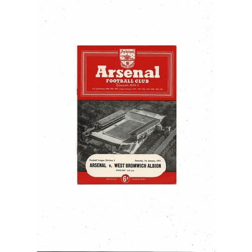 1954/55 Arsenal v West Bromwich Albion Football Programme