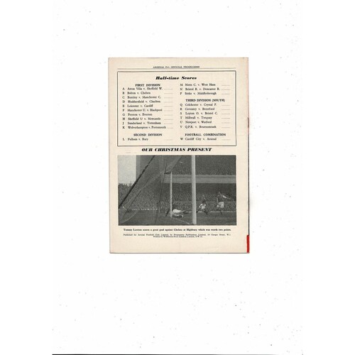 1954/55 Arsenal v West Bromwich Albion Football Programme