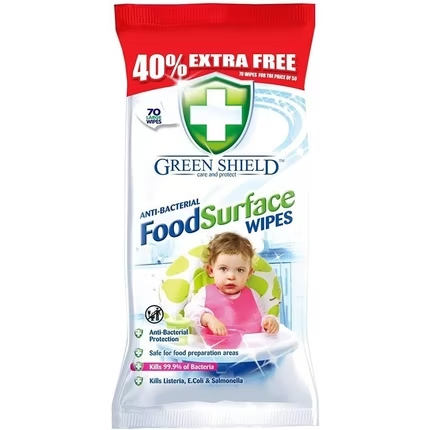Greenshield Food Surface Cleaning Wipes 40% Extra 70 Count