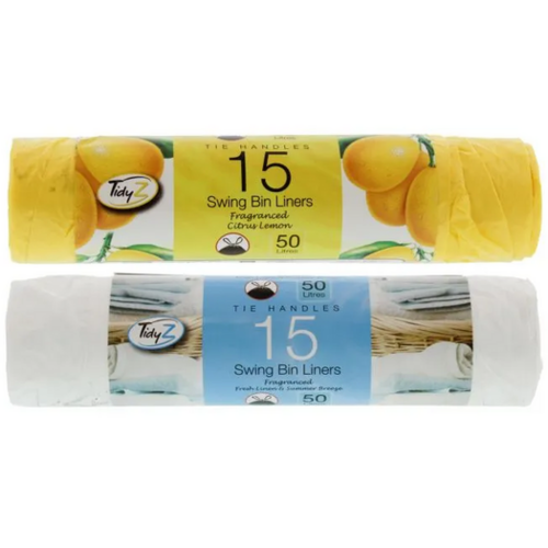 Tidyz 50L Bin In Liners Tie Handle Frag 15S