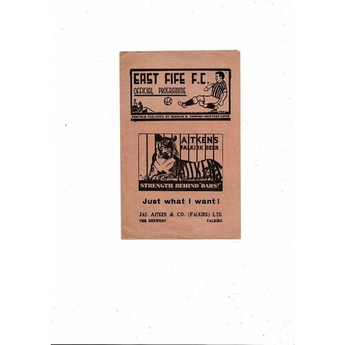 1959/60 East Fife v Brechin Scottish League Cup Football Programme