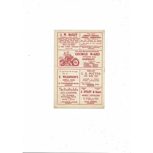 Barnsley v All Star X1 Benefit Match Football Programme 1956/57