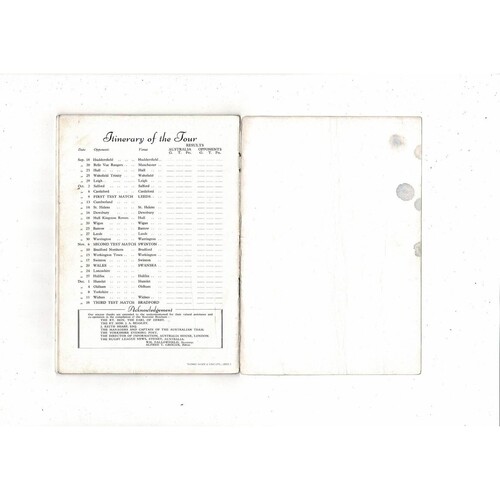 1948 The Australians Rugby League Tour Brochure