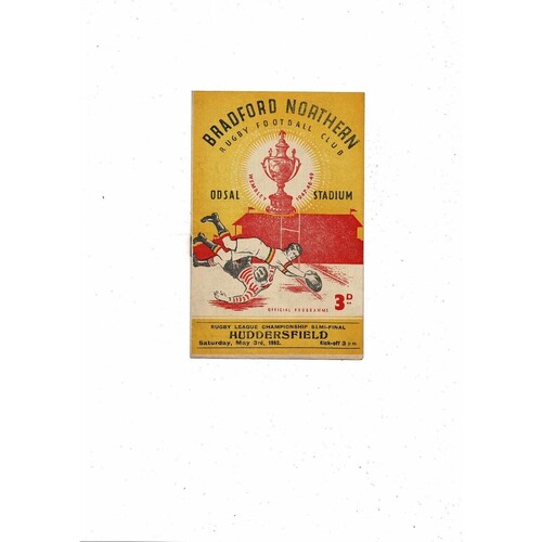 Bradford Northern Home Rugby League Programmes