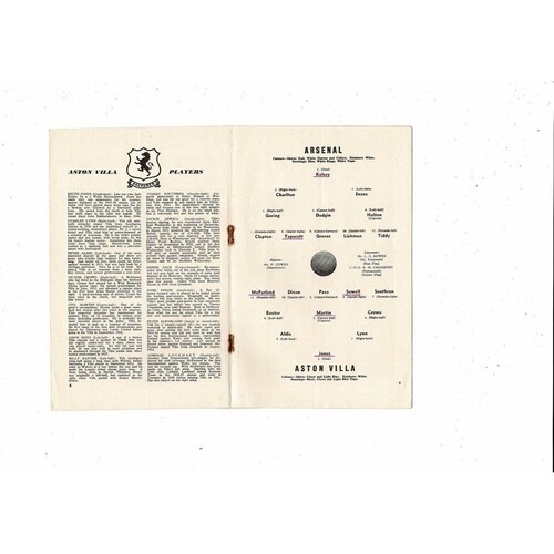 1955/56 Arsenal v Aston Villa FA Cup Football Programme