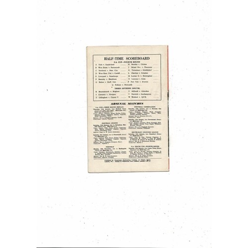 1955/56 Arsenal v Aston Villa FA Cup Football Programme