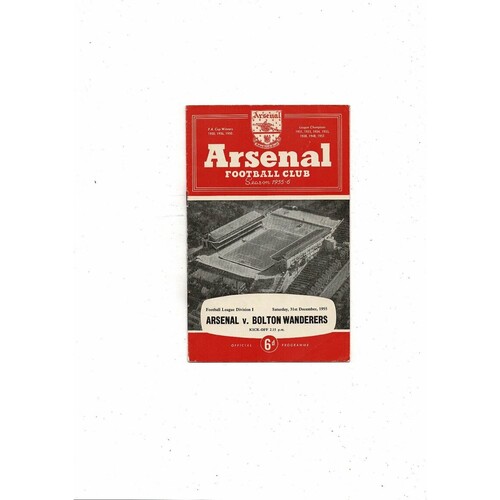 1955/56 Arsenal v Bolton Wanderers Football Programme