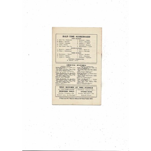 1955/56 Arsenal v Bolton Wanderers Football Programme