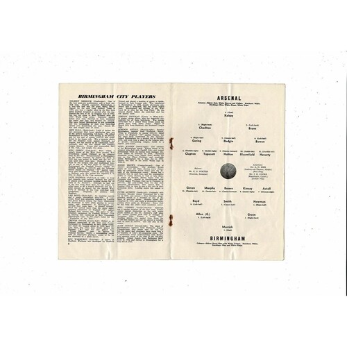 1955/56 Arsenal v Birmingham City Football Programme