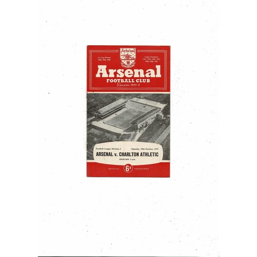 1955/56 Arsenal v Charlton Athletic Football Programme