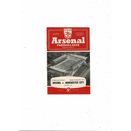 1955/56 Arsenal v Manchester City Football Programme