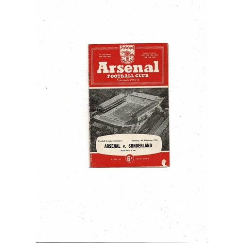 1955/56 Arsenal v Sunderland Football Programme