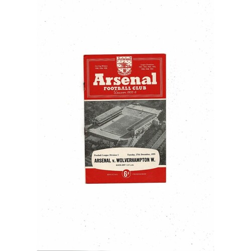 1955/56 Arsenal v Wolves Football Programme