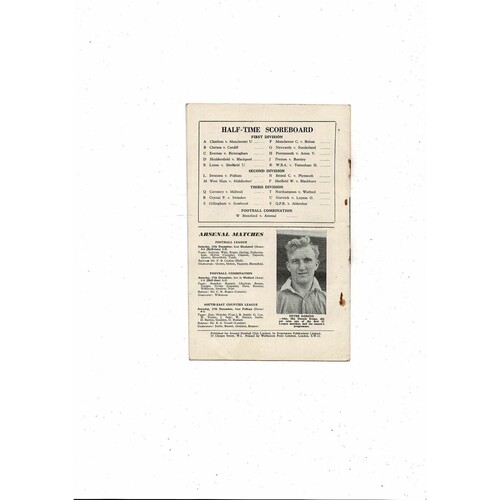 1955/56 Arsenal v Wolves Football Programme